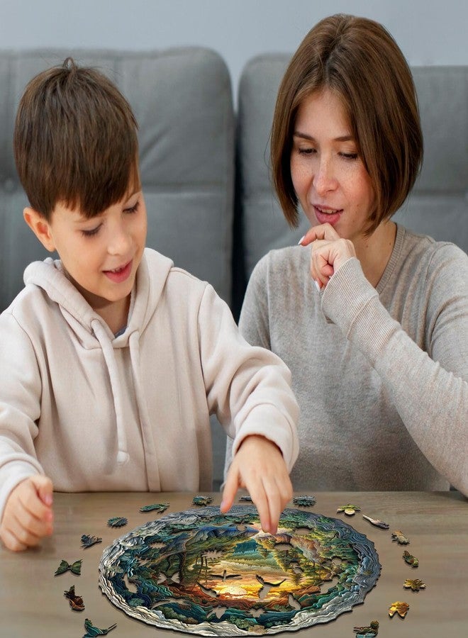Jigfoxy Wooden Puzzle for Adults, 3D Visual Forest Wooden Jigsaw Puzzles for Adult, Unique Animal Shape Wood Cut Puzzles, Christmas Thanksgiving Gifts for Friends Family (L-13.4 * 13.3in-300pcs) - Image 2
